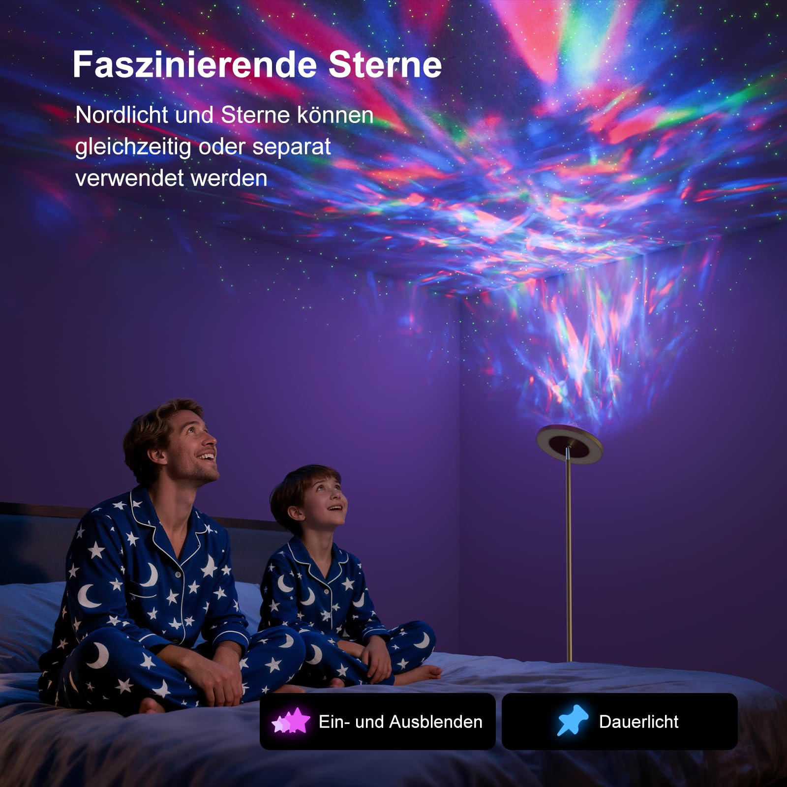 DUSKTEC Inteligentna Lampa PodłOgowa LED Do Salonu Z Pilotem | Projektor „GwieźDziste Niebo” I Lampa Do Czytania | Lampa PodłOgowa Z Funkcją śCiemniania I Timerem – Do Pokoju DziecięCego I Biura