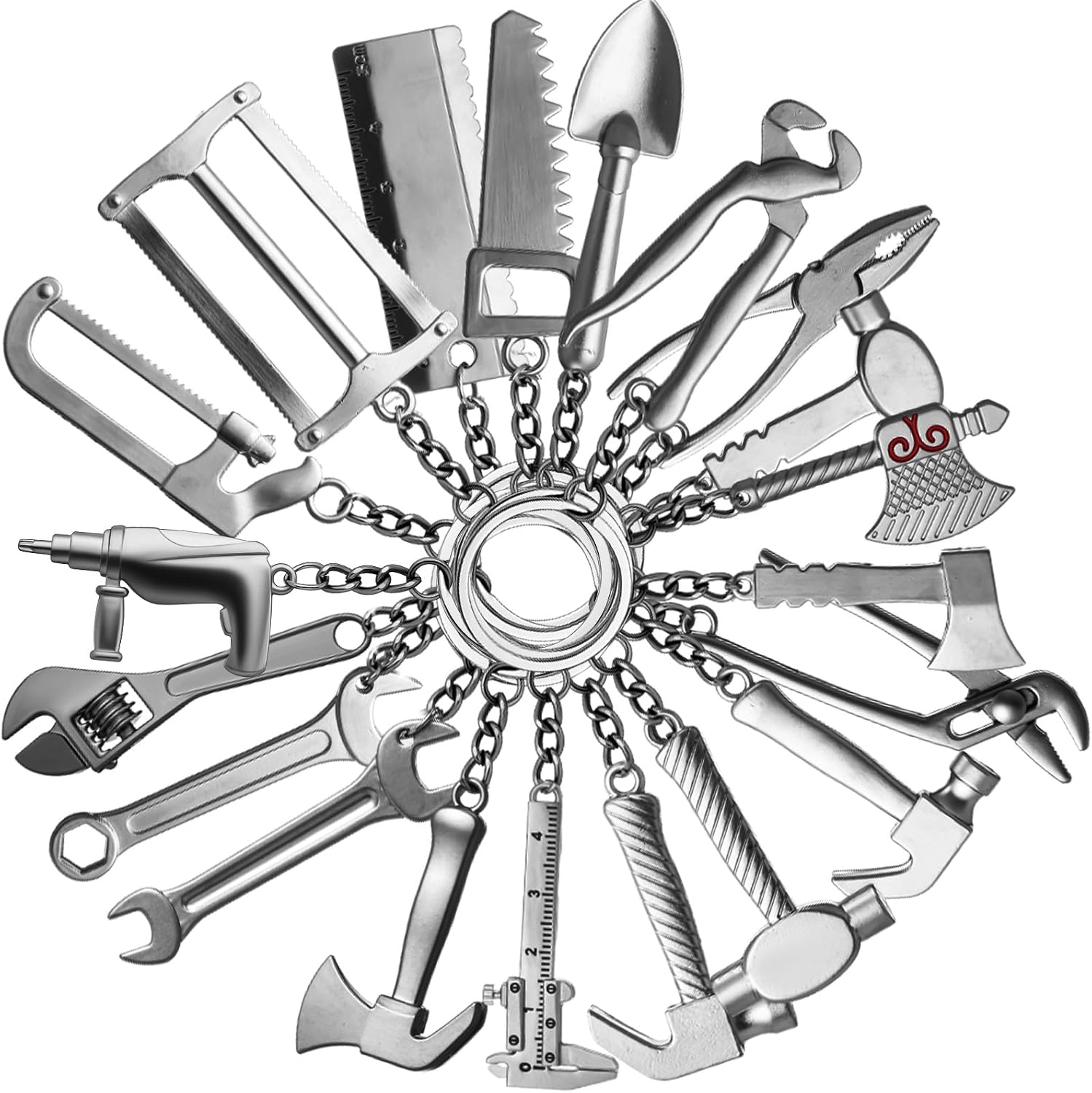 Liliaafar 20 Pcs Mini Tool Keychain Gifts for Men Wrench Tool Keychain Mini Metal Spanner Keyring Father's Day Gifts for Men Key Chain Bags Hand DIY Accessories