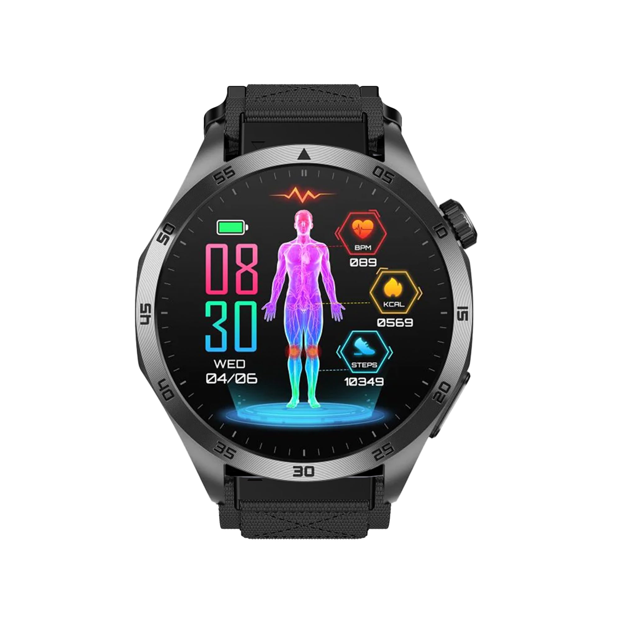 VALDUS Knauermann PRO 3 Fan Edition hoekig (2025) gezondheidshorloge, smartwatch met telefoonfunctie, ECG Plus HRV- en SOS-functie, BT Bluetooth, slaapapneu, titanium zwart, 14-24, Normaal