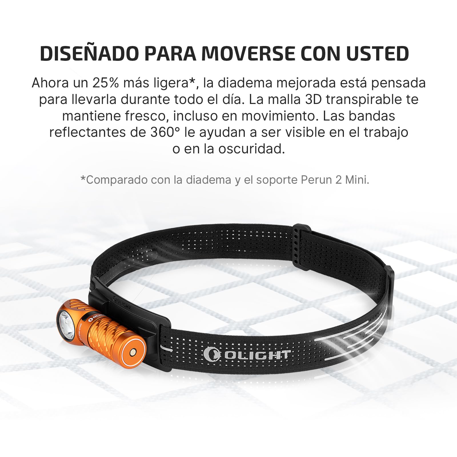 OLIGHT Perun 3 Mini Linterna Frontal LED Recargable de Ángulo Recto Combinando Blanco y Rojo Práctica y Funcional 1250 Lumens 155 Metros 10 Días Máx (Blanco Frío (5700k~6700k), Naranja)