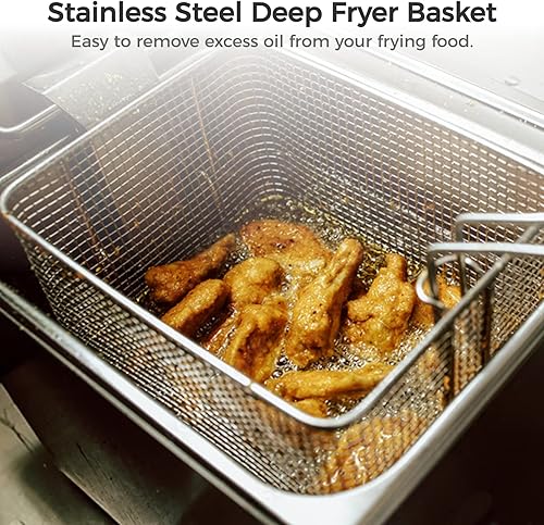 Miniatura 3 de 2 cestas para freidora profunda, cesta de acero inoxidable con mango antideslizante, colador cuadrado resistente para alimentos para el hogar y