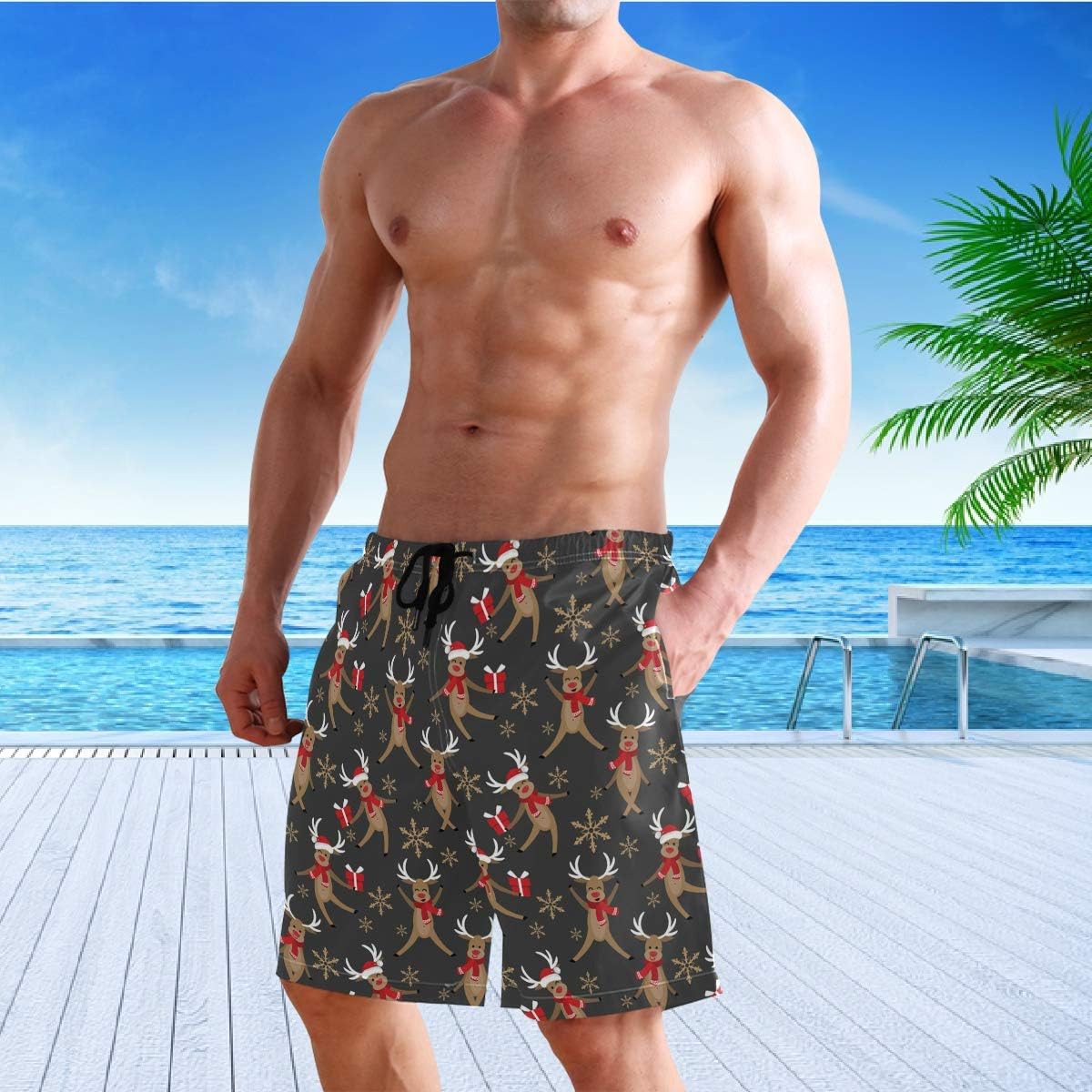visesunny Fashion Men's Novelty Swim Trunks Quick Dry Swimwear Summer Beach Sports Board Shorts Floral Bathing Suit