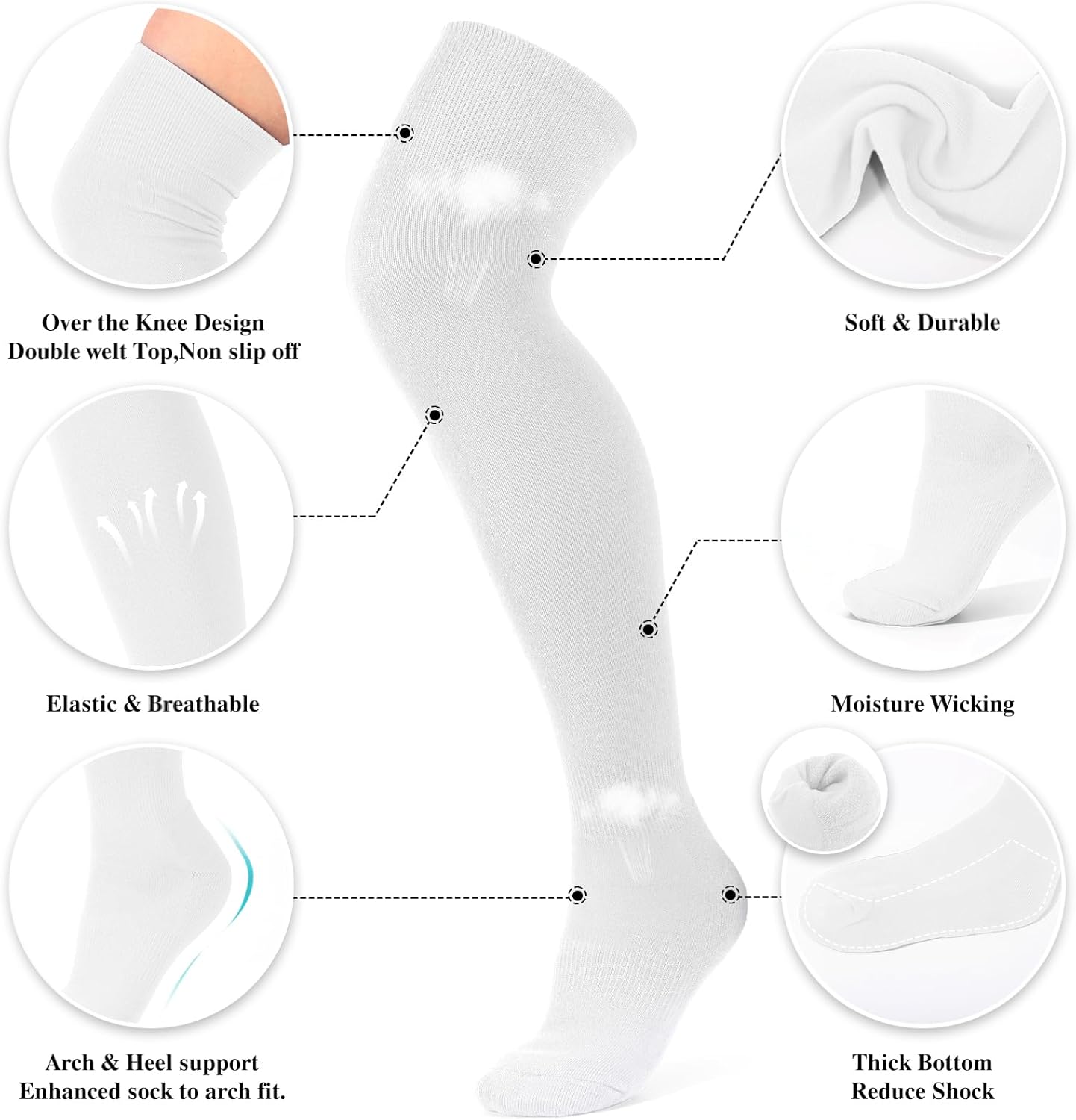 XZQTIVE Over the Knee Baseball Socks and Belt Combo Set for Youth Pink Softball Socks with Adjustable Belt - Image 4