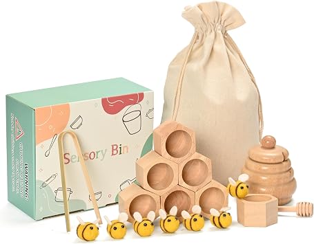 Sorting Stacking Wooden Toys for Toddlers, Wood Bee Hive