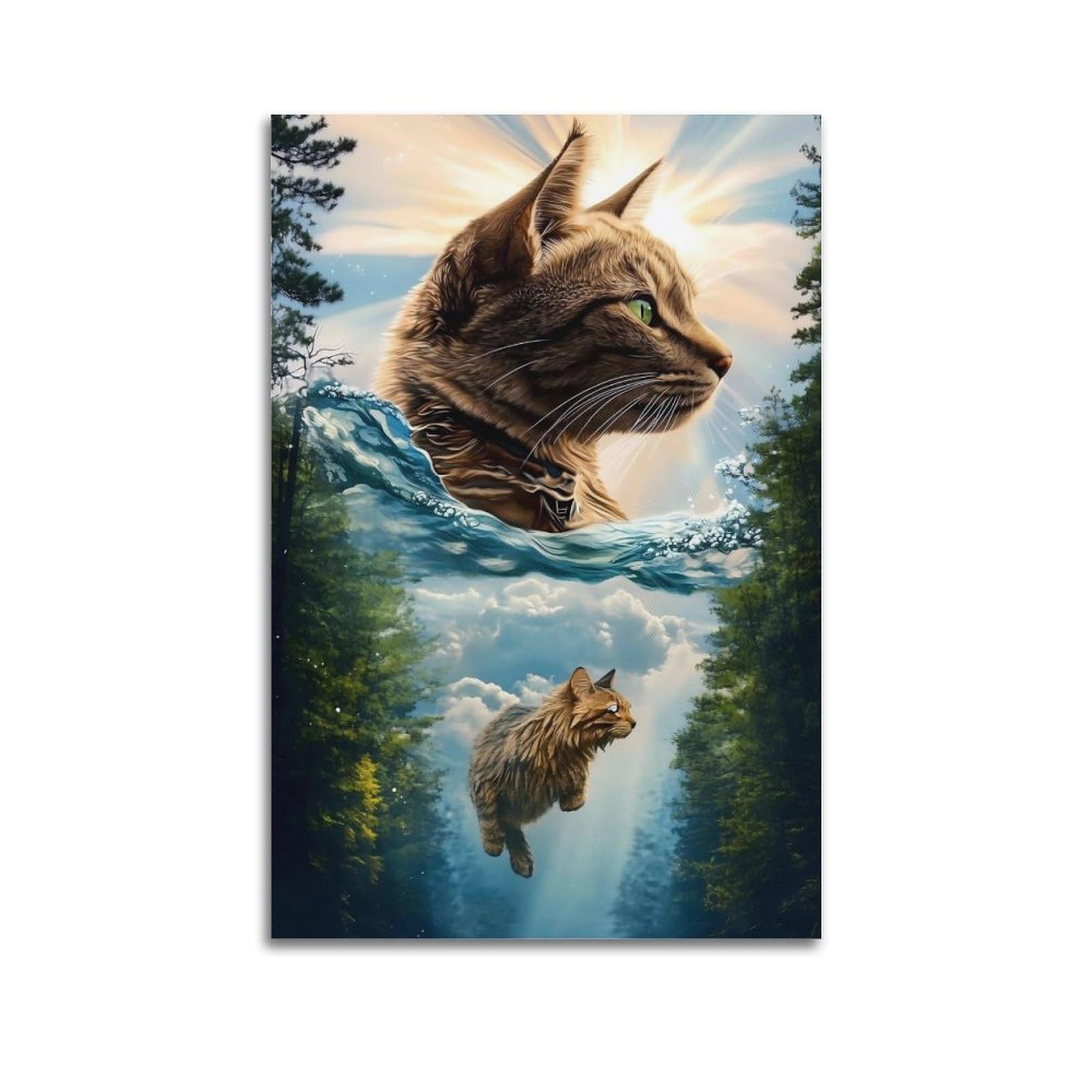 JUWRHRHHRH Natural And Cat Poster Canvas Aesthetic Wall Art Painting Decor for Living Room Bed Room 20x30inch(50x75cm) Unframe-style