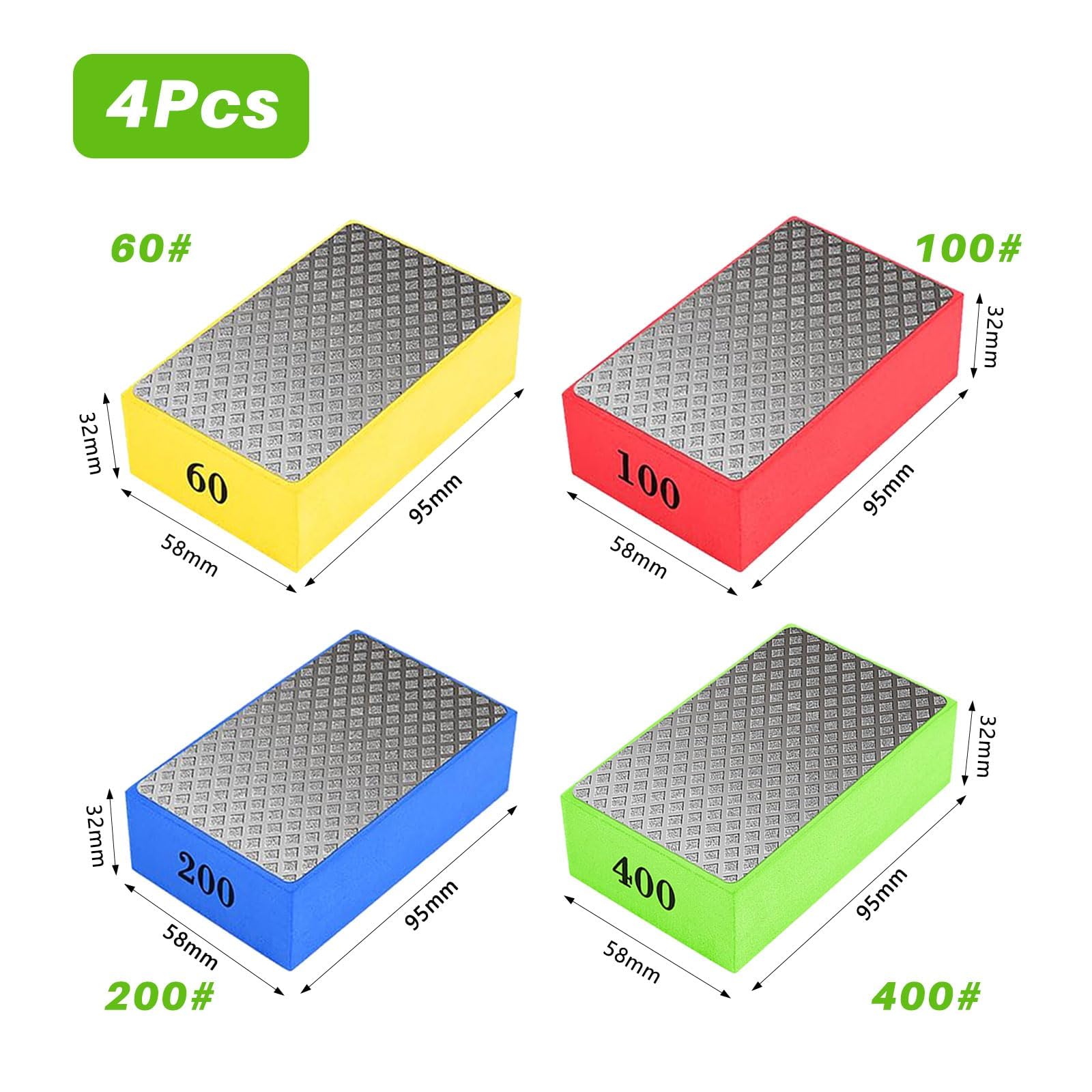 Oiieco 4Pcs Diamond Hand Polishing Pads, Diamond Sanding Blocks - Image 2