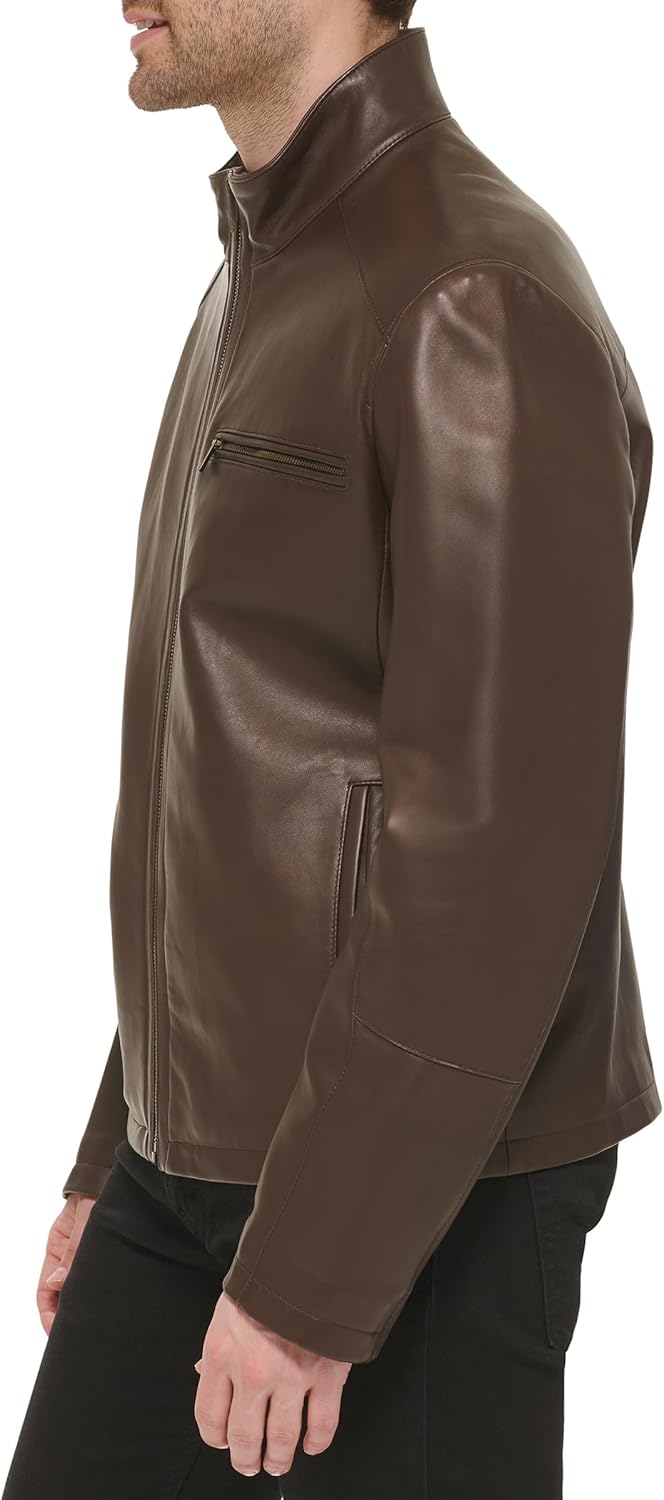 Cole Haan Men's Smooth Leather Moto Jacket