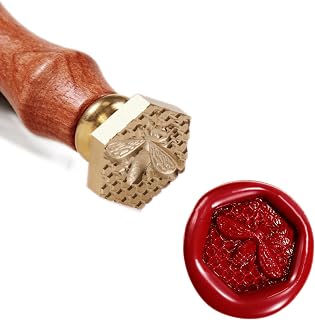 Bee Wax Seal Stamp Bee Stamp 3D Embossed 25mm/0.95'' Brass Stamp Head with Retro Wood Handle, Perfect Bee Stamp Sentiments for Marks Wedding Party Envelope