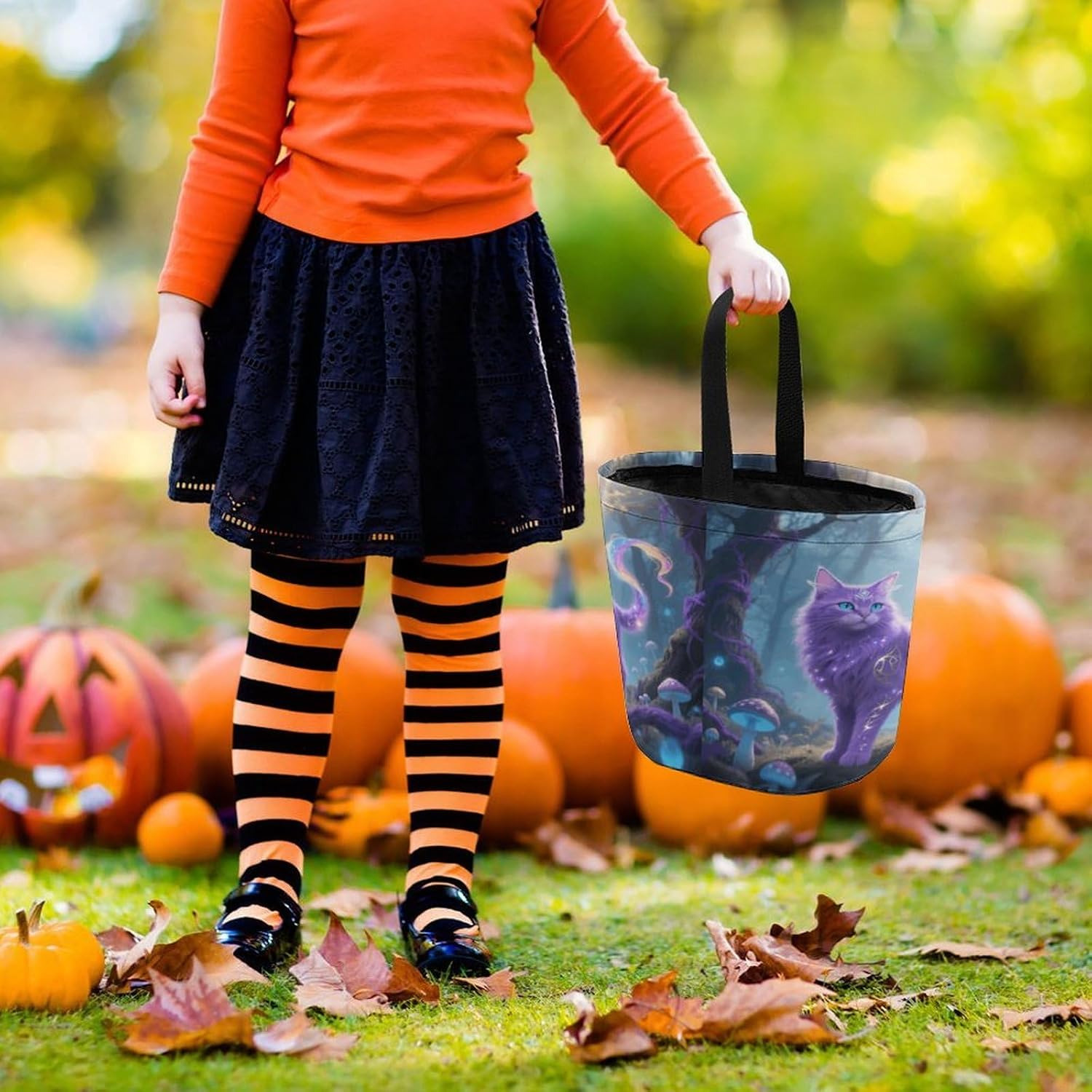Fantasy Cat Halloween Candy Bag Trick Or Treat Bucket image 2