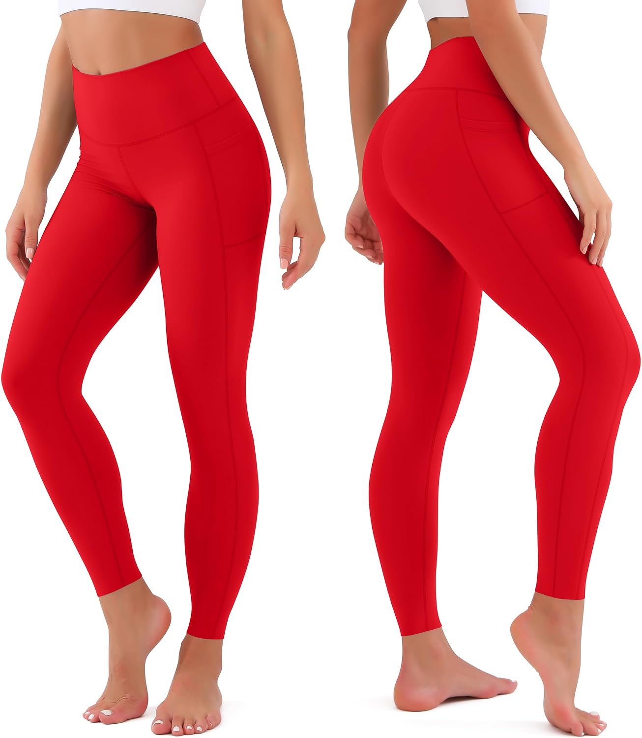 High Waisted Leggings for Women Buttery Soft Tummy Control Capri Yoga Pants for Workout Athletic Plus Size image 4
