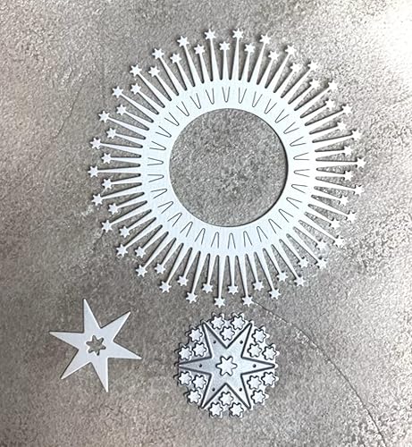 Miniatura 4 de Corona de estrellas troqueles de metal con diseño de estrellas de encaje círculos redondos para manualidades tarjetas troqueles de corte para hacer