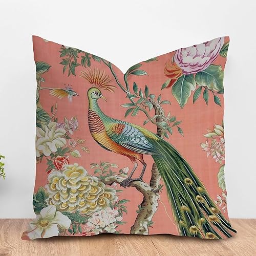 Vista 86 de ArogGeld Chinoiserie - Fundas de cojín asiáticas con diseño de flores blancas y verdes, funda de almohada Chinoiserie Floral con hojas verdes