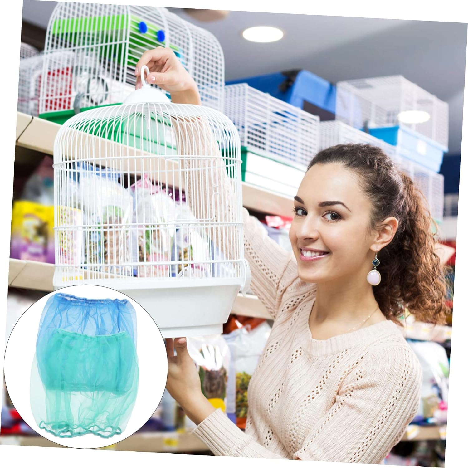 2pcs Bird Cage Cover Gauze Birdcage Accessories for Parakeet and Cockatiel Easy to Net Covers to Keep Your Bird Environment Tidy and Comfortable