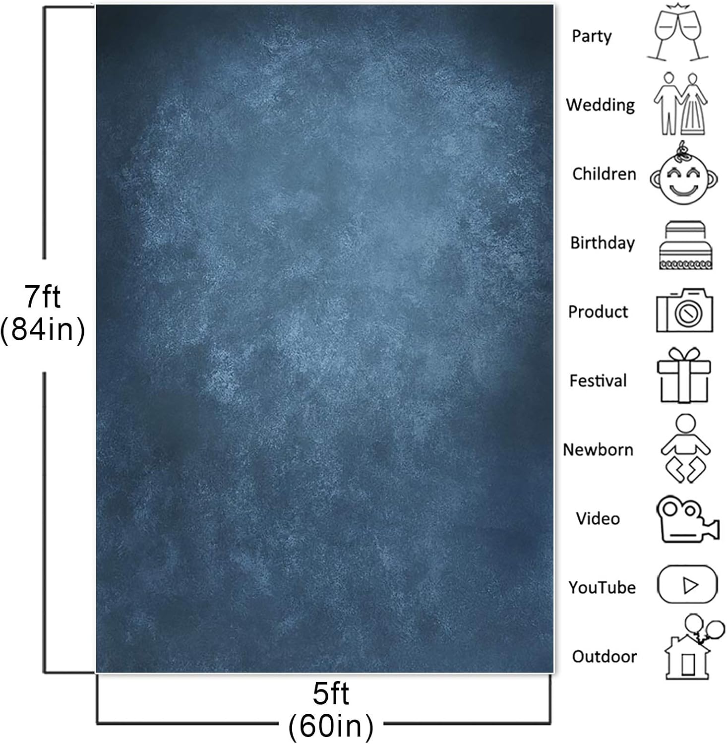 Avezano Blue Abstract Backdrops for Photography Old Master Texture Head Shots Photo Background for Photoshoot Portrait Photographic Studio (5x7ft)
