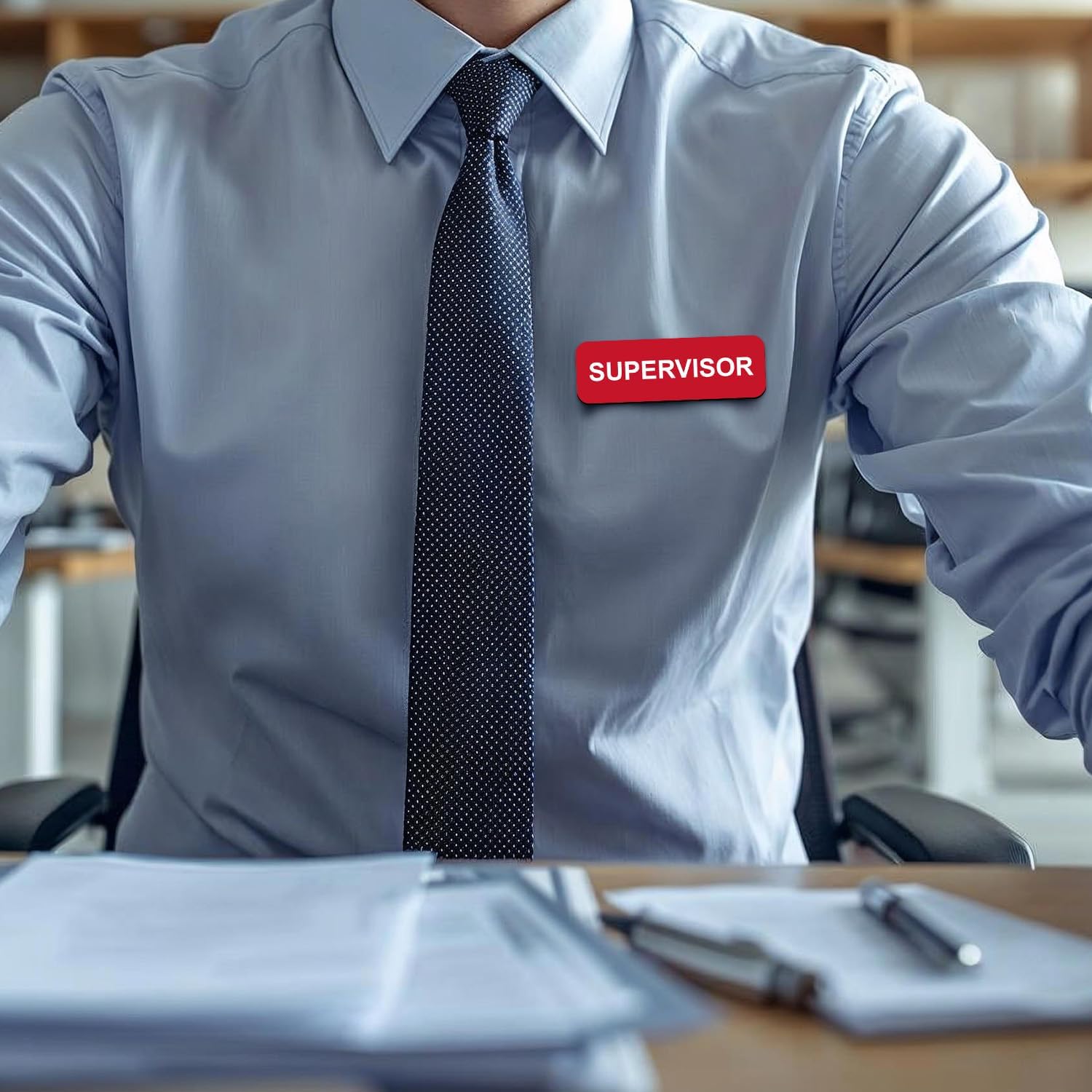 Supervisor 1 x 3 Name Tag, Silver (10 Pack)