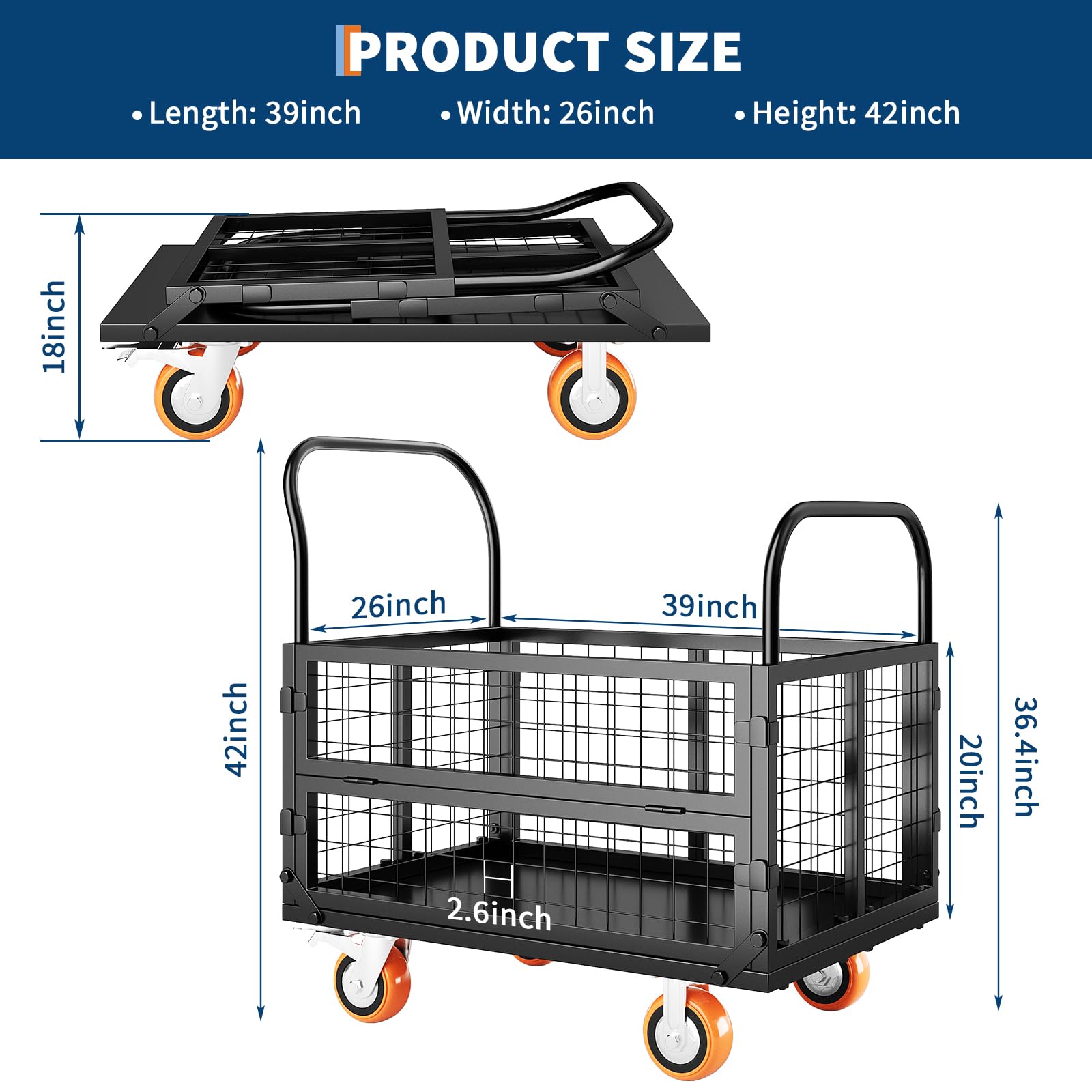 trash-cart-with-wheels-platform-cart-with-cage-4-in-1-foldable