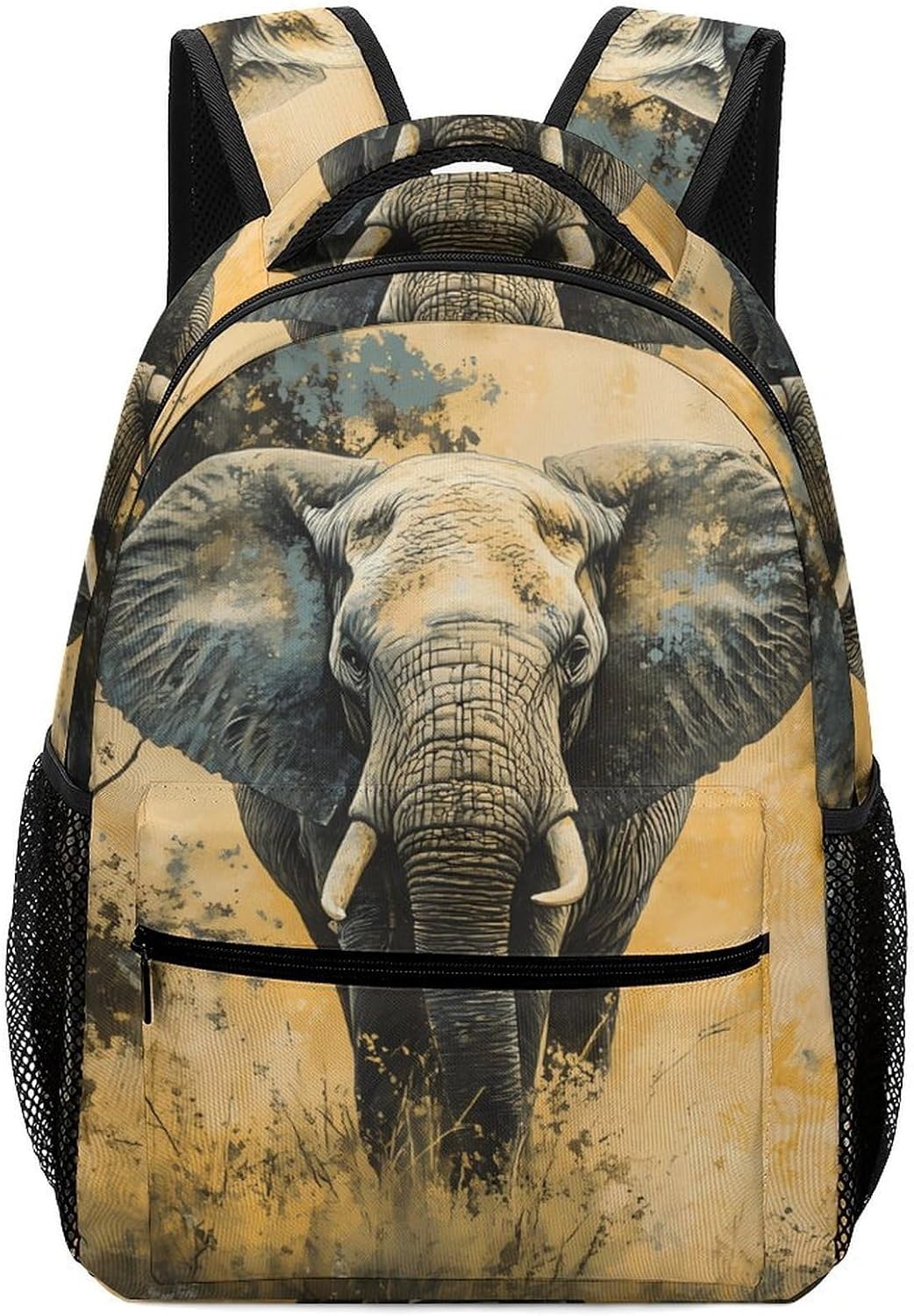 Elephants Ink Vintage Unisex Backpack Casual Daypacks Lightweight Shoulders Bag for Camping Hiking Travel