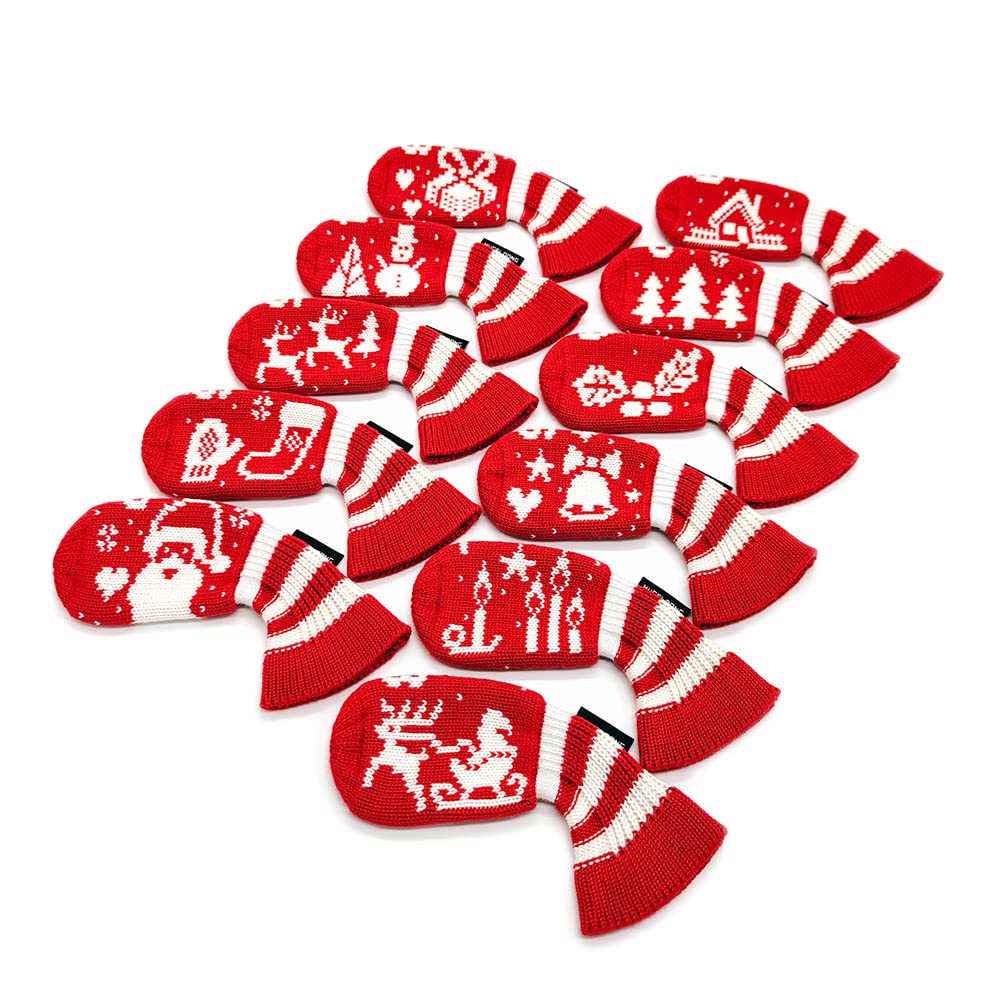 レッド HUGELOONG ニット メリークリスマス ゴルフ クラブ アイアンヘッドカバー 11個/セット (3~9、P、A、S、L) 番号はトップにあり - ゴルフヘッドカバー ほとんどのアイアンにフィット…(D-メリークリスマス) Amazon.co.jp: HUGELOONG ニット メリークリスマス ゴルフ クラブ