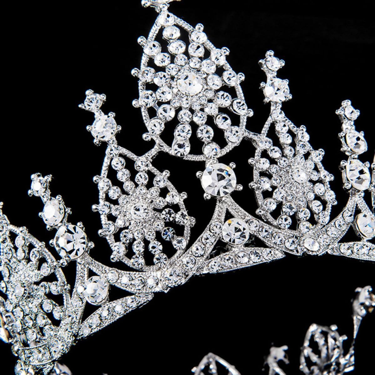 CRAFTHROU Elegant Baroque Style round Bridal Tiara with Rhinestone and Alloy, White Wedding Crown for Brides, Headpieces Decoration for Weddings and Parties