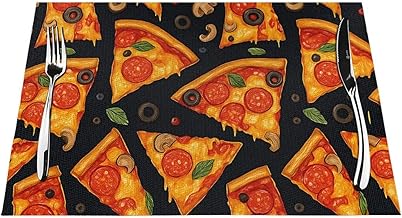 Delicious Pizza Woven Placemat Heat Resistant Washable PVC Table Mats Non-Slip