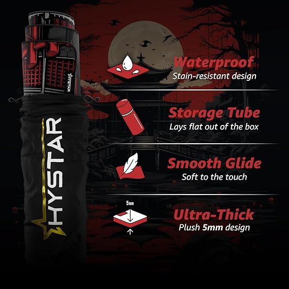Hystar® 拡張ゲーミングマウスパッド | XXL 36インチ x 16インチ | 厚さ5mm、防水表面、滑らかなポリエステル生地、天然ゴムベース | Zen