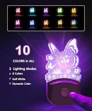 LOHAS-LED Plug in Night Light, Butterfly Design, Dusk to Dawn Sensor