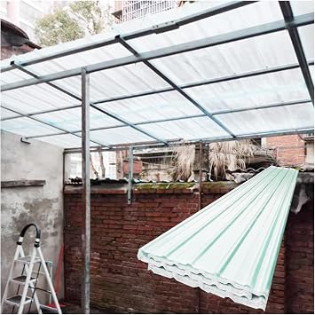 Transparent Roof Sheet,Corrugated Roofing Sheets,FRP Daylighting Panels,Light Transmission Daylighting Panels Rainproof Board,for Greenhouses, Sheds,Carports,Huts10pcs,0.9 * 2.0m/35 * 79in