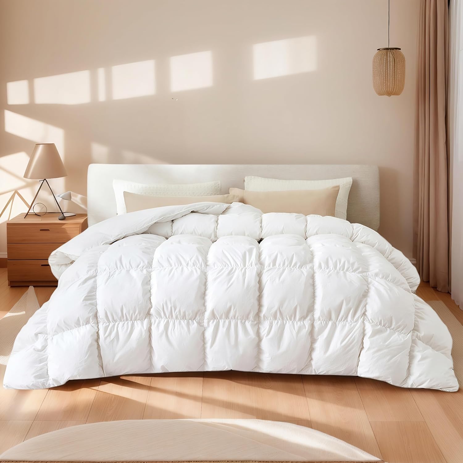 Goose Down Comforter King Size (106"x90") - Winter Weight Duvet Insert for Cold Seasons, 100% Cotton Shell, 750+ Fill Power, 60oz Fill Weight, Dimensional Design with Fluffy & Warm No Cold Spots