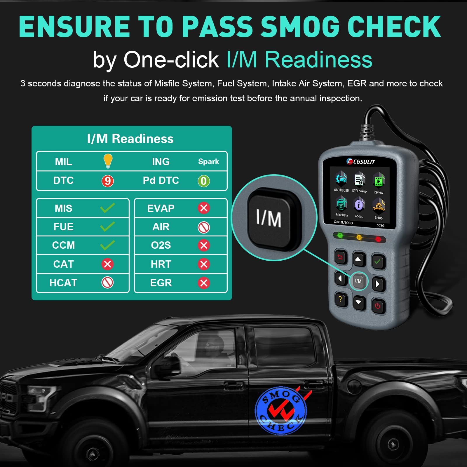 Buy OBD2 Scanner CGSULIT SC301 Car Check Engine Light Code Reader with