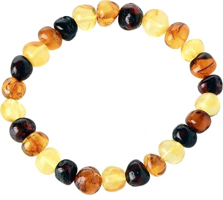 TheNaturalAmber Amber Bracelet Baltic Amber Baroque Beads 18cm, Polished Cherry Cognac Honey, Handmade Natural Amber Jewelry for Adults