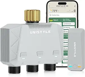All-New 2027 1700FT WiFi Sprinkler Timer 3 Zone with Brass Inlet, Compatible with Alexa & Google Voice