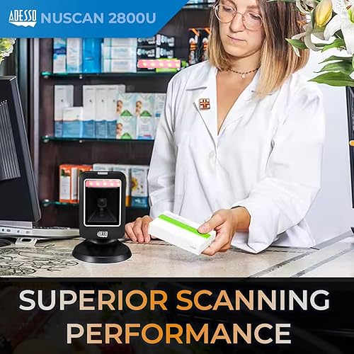Miniatura 8 de Adesso NuScan 2800U Omnidireccional 2D Escáner de código de barras de escritorio USB