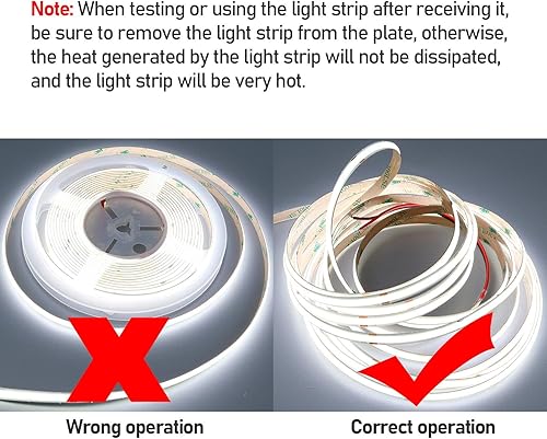 Miniatura 10 de KXZM Tira de luz LED COB de 49.2 pies CC 24 V, blanco cálido, 3000 K, 5760 LED, CRI 93+ 11000 lm, brillo uniforme, no impermeable, IP20, cinta de