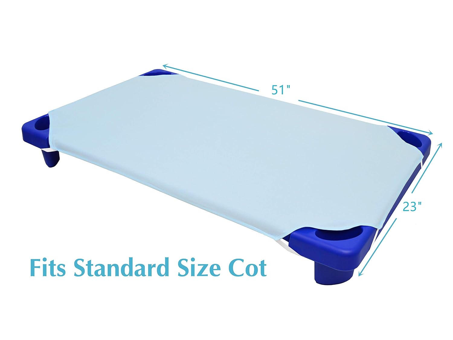 American Baby Company 100% Natural Cotton Percale Cot Sheet for Daycare Standard Size 23" x 51" - Soft & Breathable Cot Sheet for Daycare and Preschool, Blue