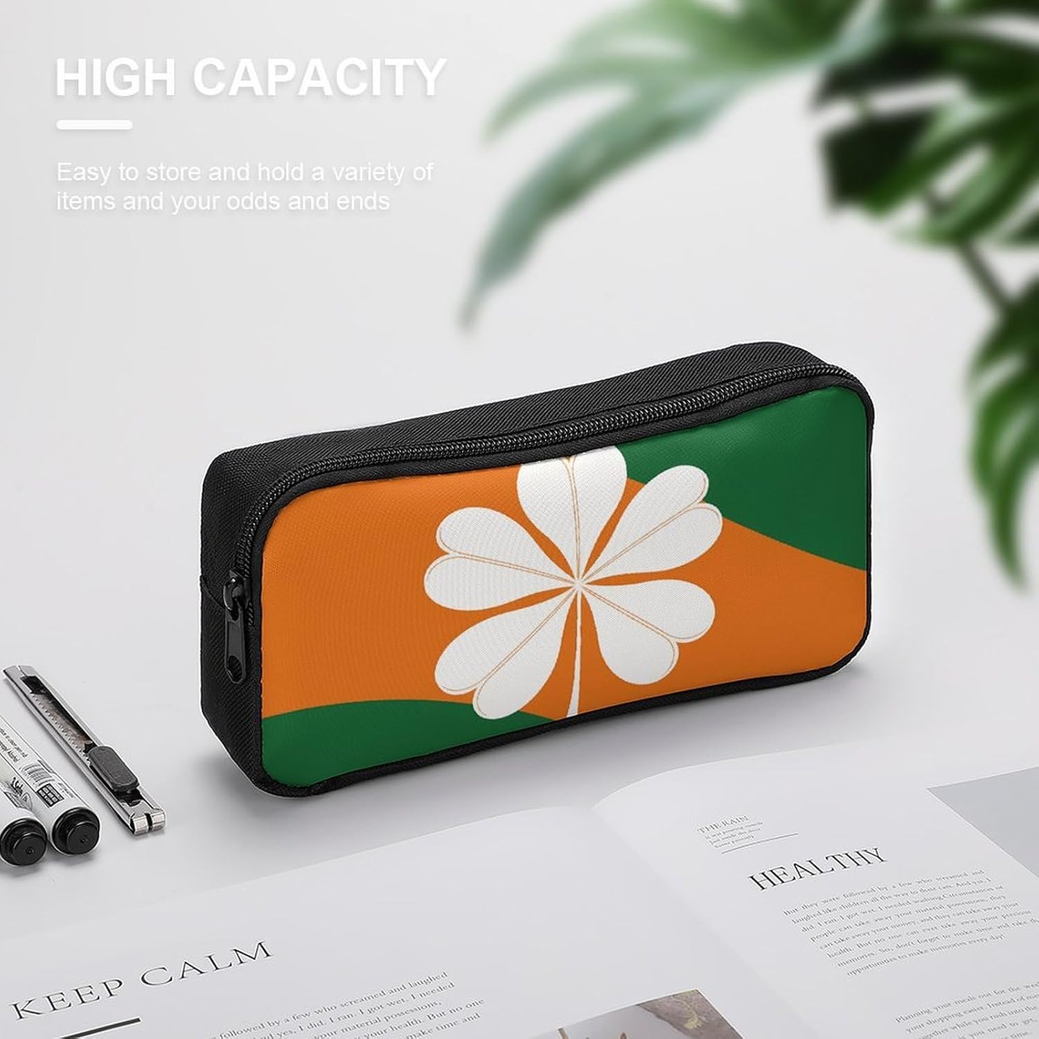 Plant Silhouette Cute Pen Case Large Capacity Pencil Box image 4