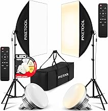 PIXETOOL Softbox Set for Photo Studio – 2 Softboxes 70 x 50 cm, 2 LED Lights 4800 Lumen 3000 – 6000 K – Photo Light – Lighting Kit – Photo Lamp