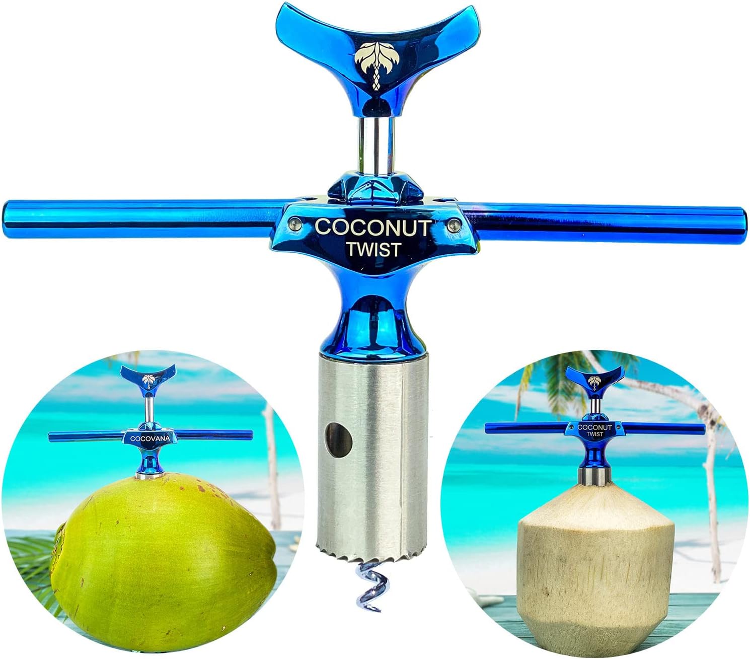 2026 Coconut Opener Tool Cutter for Young Thai & Mature Coconuts – Coconut Twist Premium – Obtain Fresh Coconut Water Safe & Easy – Dishwasher & Food Safe Stainless Steel Set – No Mess – Apple Corer