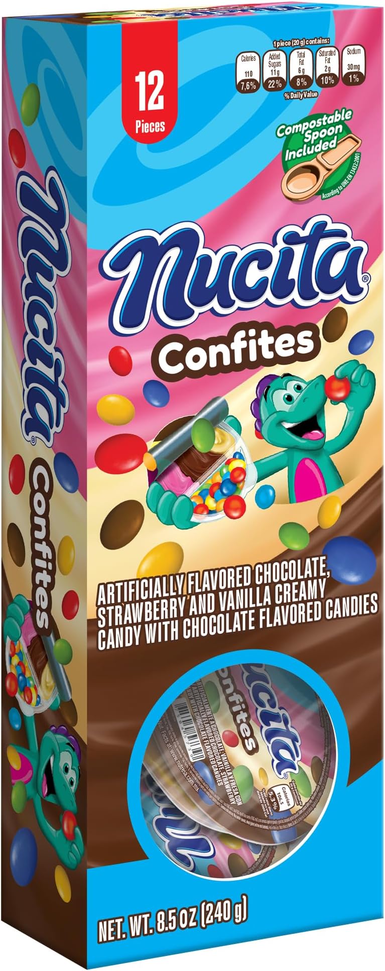 Nucita Confites 3-Flavor Spreadable Candy with Chocolate Candy (12 Pack)