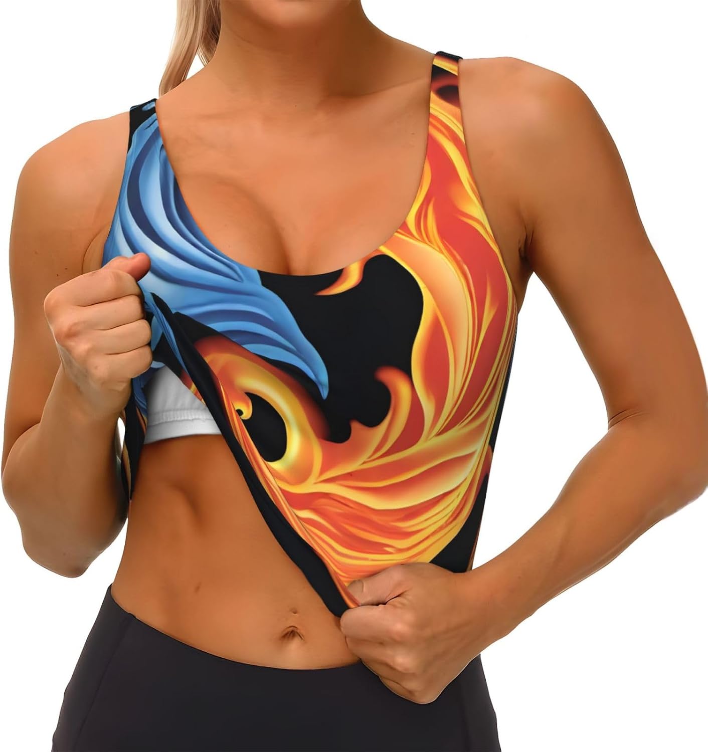 Women's Sports Vest Fire Water Tai Chi Printing Soft, Comfortable, Lightweight, and Breathable