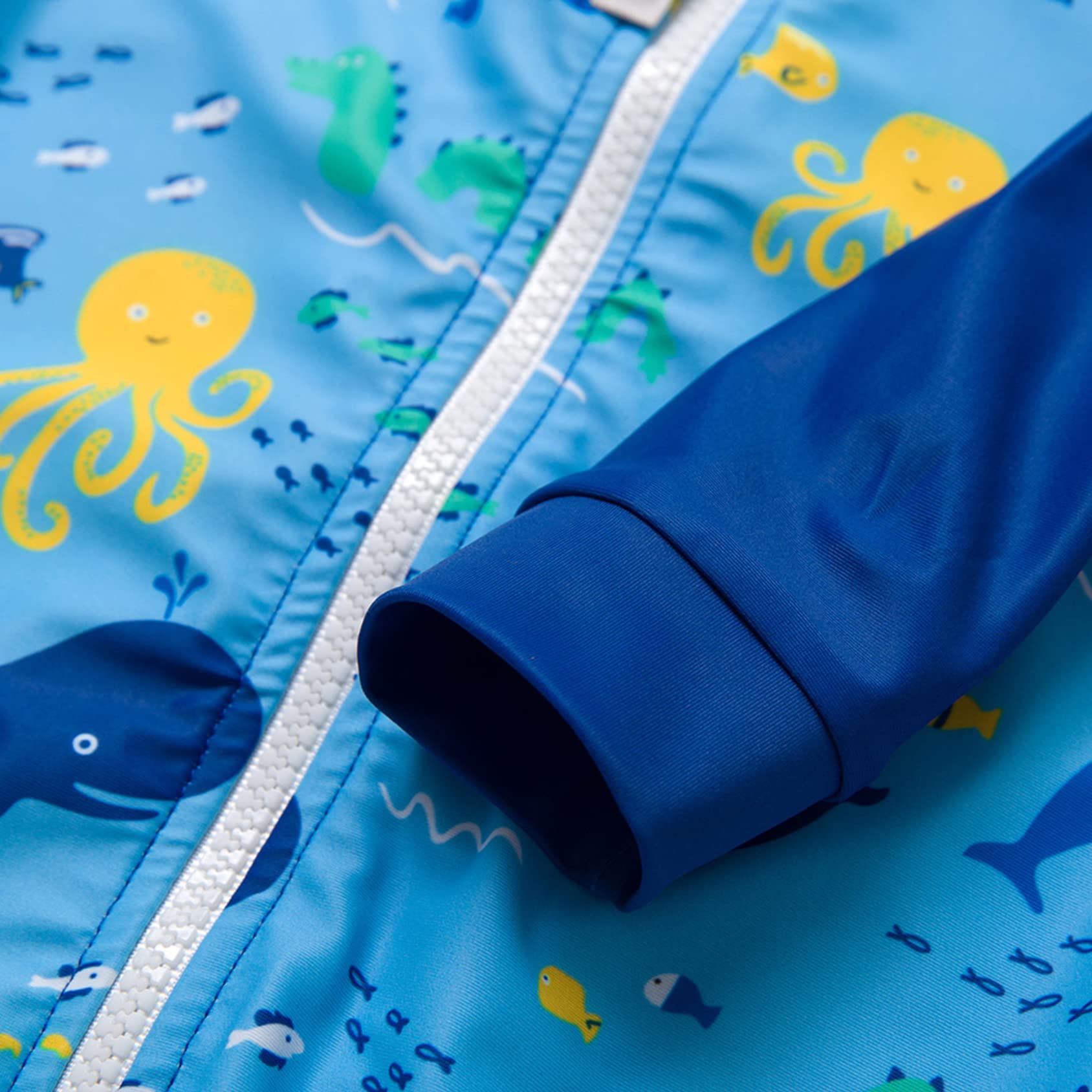Bebé Niño Traje de Baño con Cremallera Larga UV una Pieza Manga Larga Bañadores Sombrero