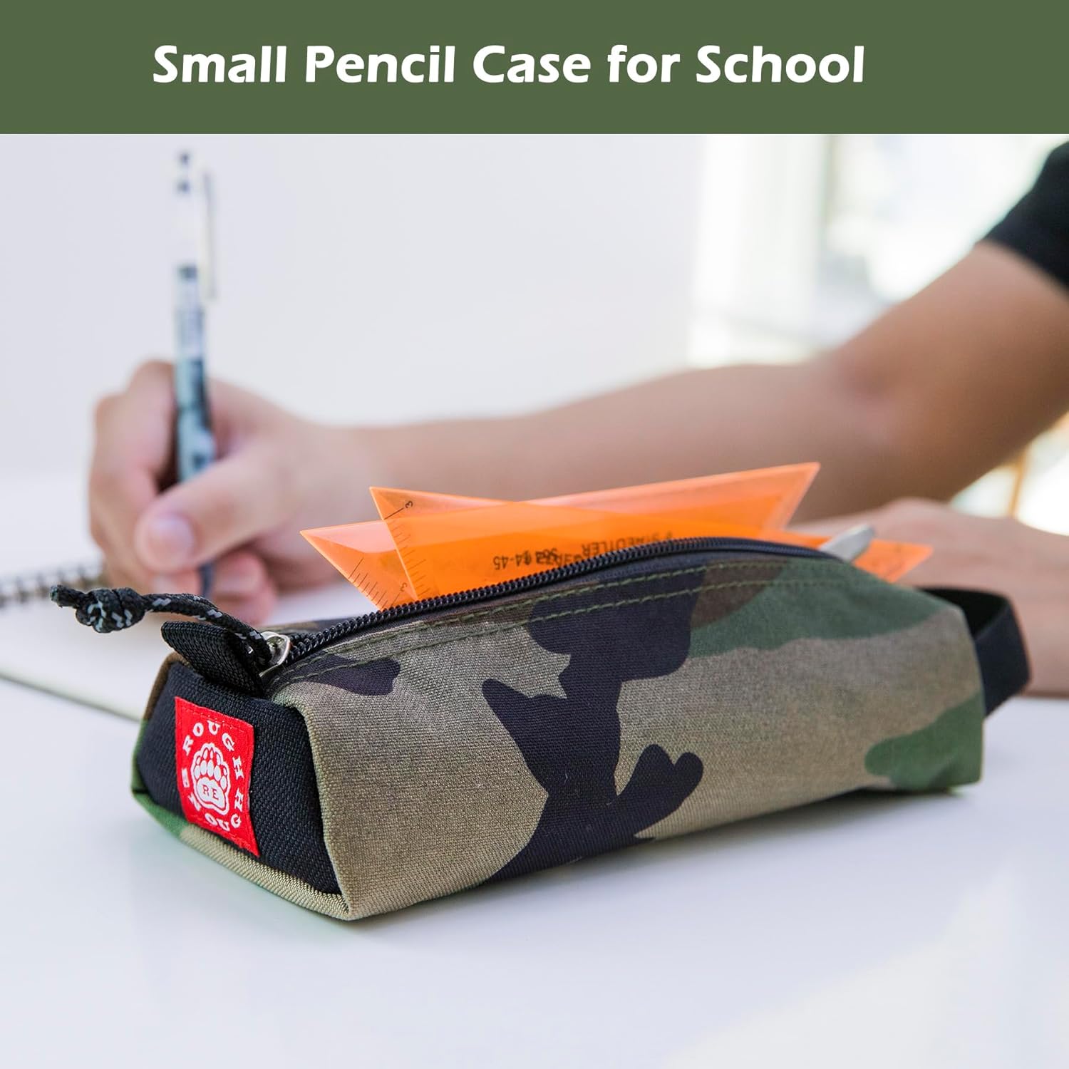 Rough Enough Small Pencil Case Pouch Bag for Adults Boys Girls Kids School Stationary Art Supplies Office Camo Cordura
