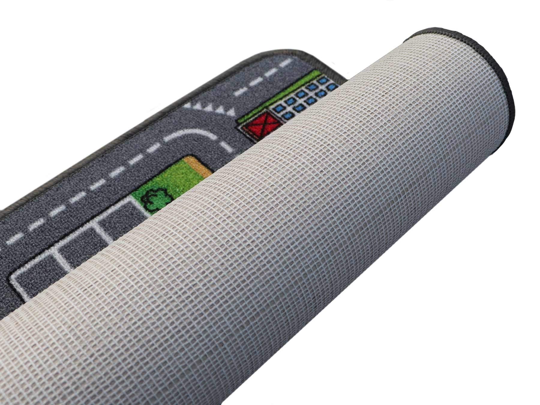 Primaflor Interaktiver Kinderteppich Streets - 140 x 200 cm | Made in Europe | mit Straßenmotiv, Hochwertiger Straßen-Teppich mit Kreisverkehren | für Kinderzimmer, für Jungen & Mädchen