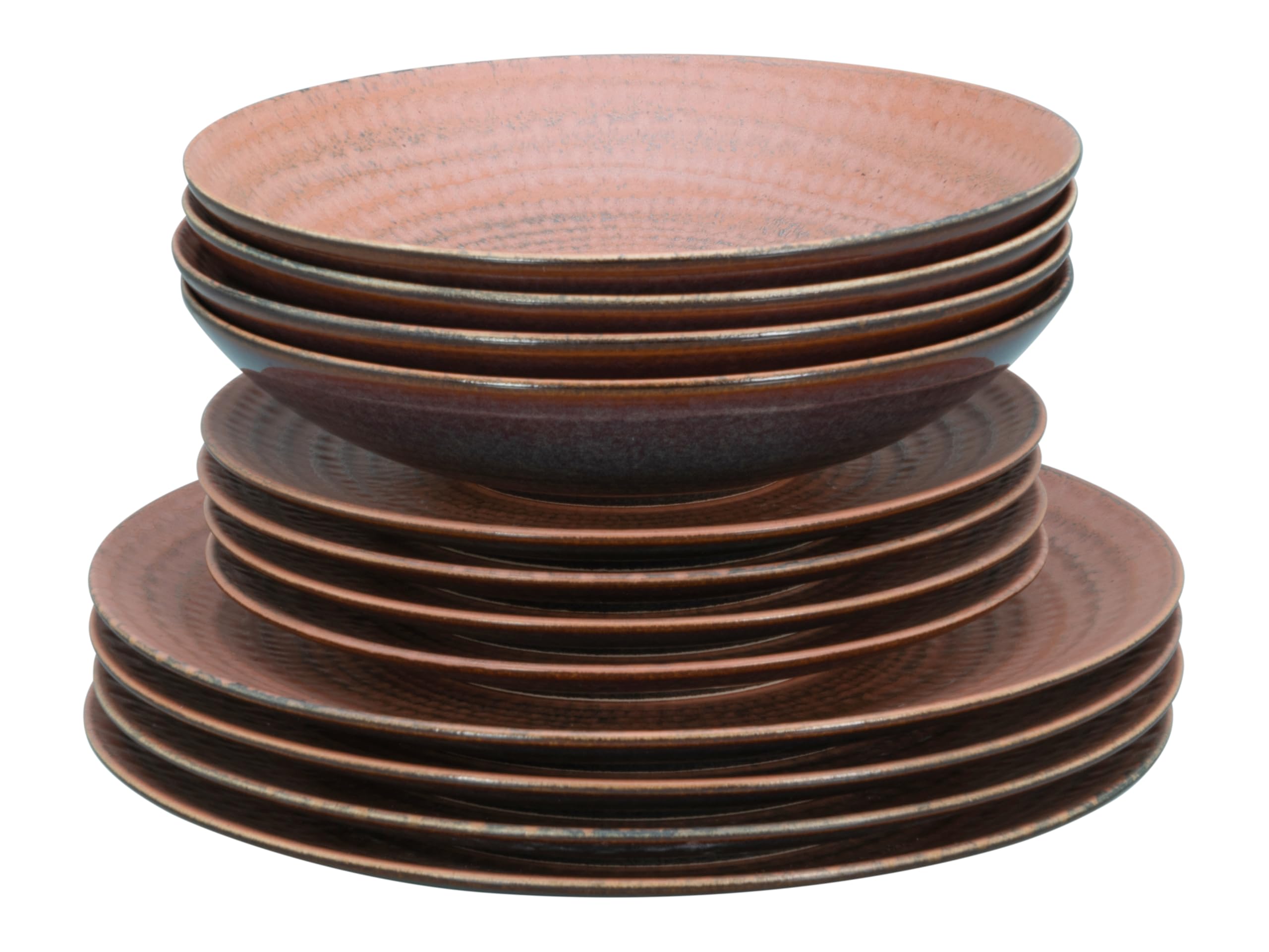 CreaTable, 24859, Serie Neapel Terra, 12-teiliges Geschirrset für 4 Personen, Teller Set aus Steinzeug, spülmaschinen- und mikrowellengeeignet, Made in Europe