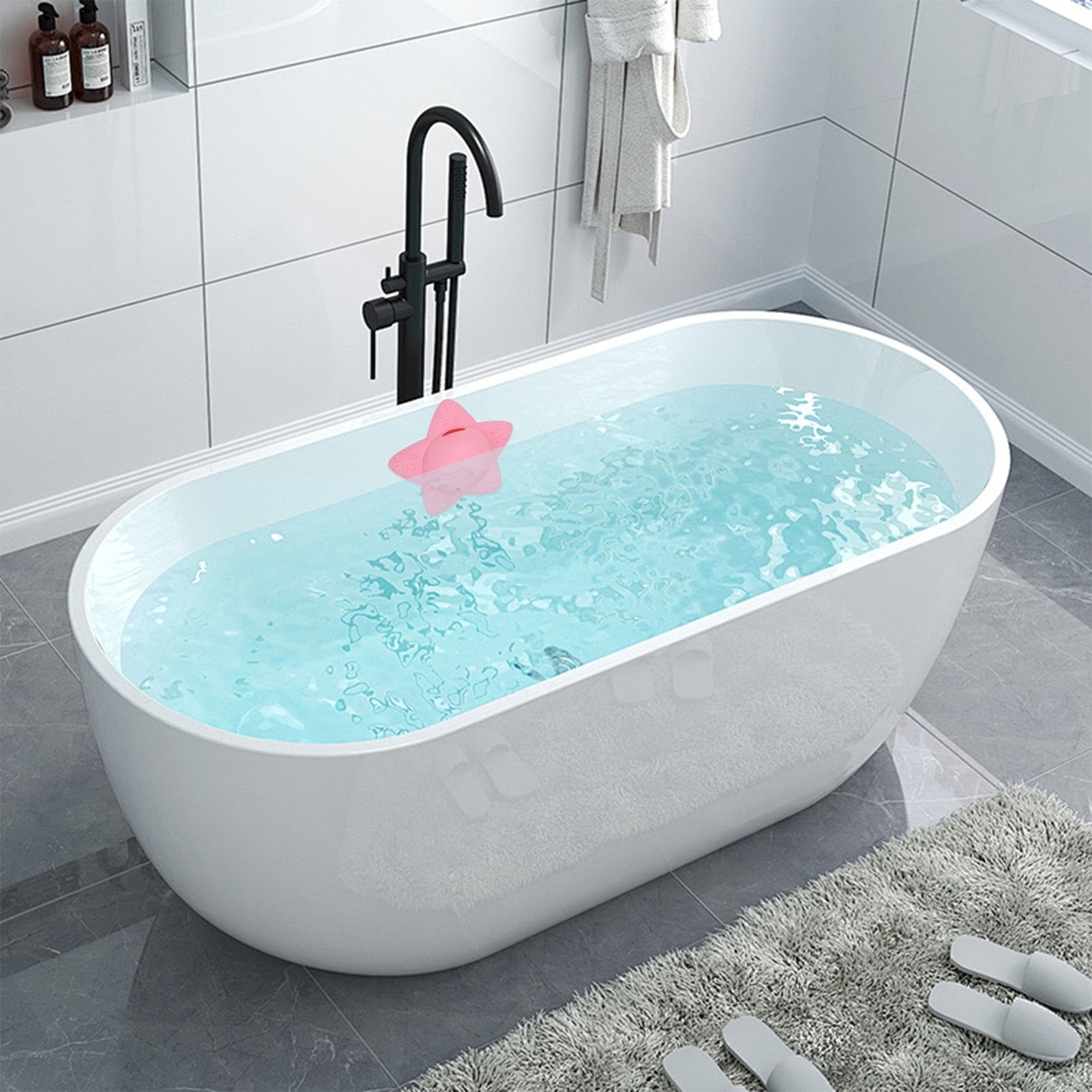 Badewannen-Überlaufabdeckung Aus Silikon – Bis Zu 7,6 Cm Mehr Wassertiefe, Mit 8 Saugnäpfen, Passt Für Viele Ablaufarten (blau)