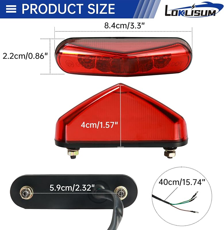 LOKLISUM LED Motorkerékpár Hátsó Lámpa 12V 9 LED Féklámpa E-Jóváhagyott