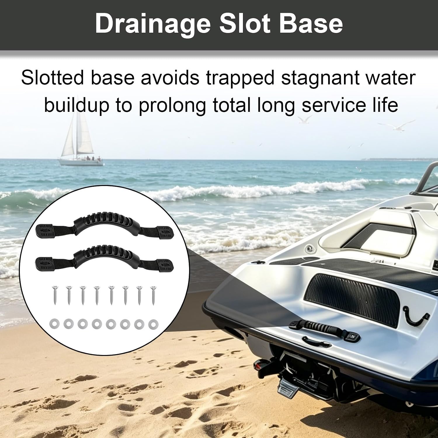 F1C-U1552-00-00 Boat Grab Handles Replacement Kayak Carry Handles for Yamaha Boat, Flexible Grip Assembly, 2 Pack with Screws and Washers for Most Grip Assembly and Suitcase Luggage