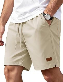 Men's Shorts 7 Inch Casual Summer Beach Shorts with Zipper Pocket