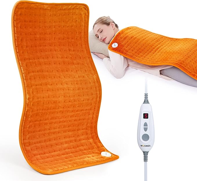 [5 Year Warranty] WOOMER Electric Heating Pad for Back Pain
