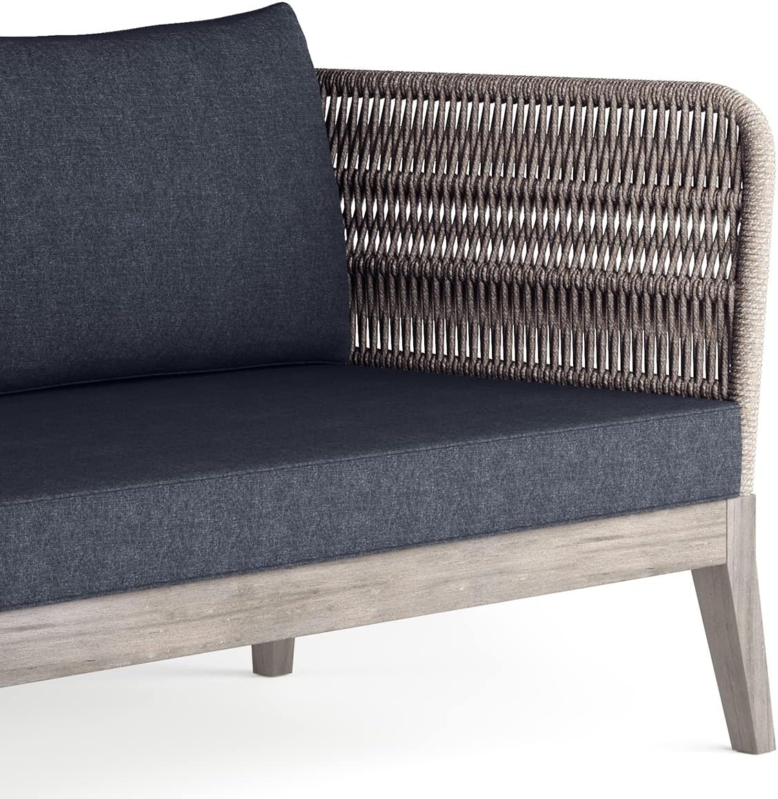 SIMPLIHOME Santiago SOLID ACACIA WOOD 75 inch Wide Contemporary Outdoor Sofa in Slate Grey Polyester Fabric for the Living Room and Family Room