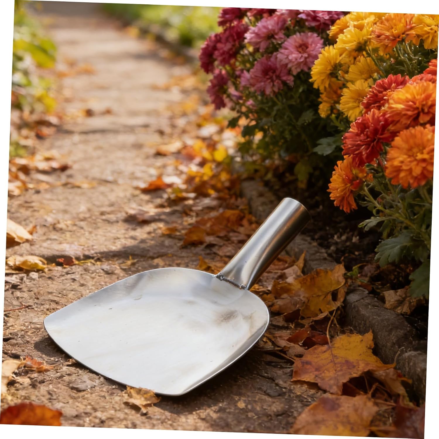 TOYANDONA Small Stainless Steel Garden Shovel with Curved Scraping Head for Digging and Soil Aeration, Gardening Spade Hand Tool for Vegetable Planting and Patio Use
